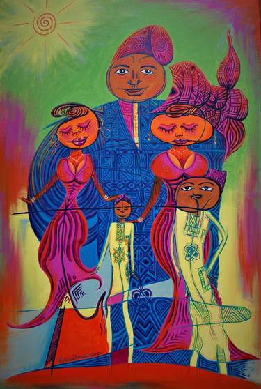 Original Abstract Family Paintings by Rasheed Amodu