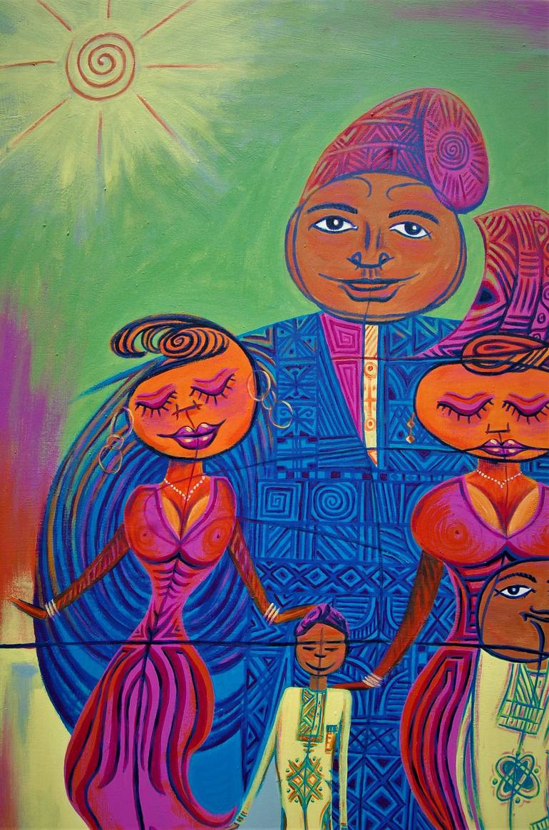 Original Abstract Family Painting by Rasheed Amodu