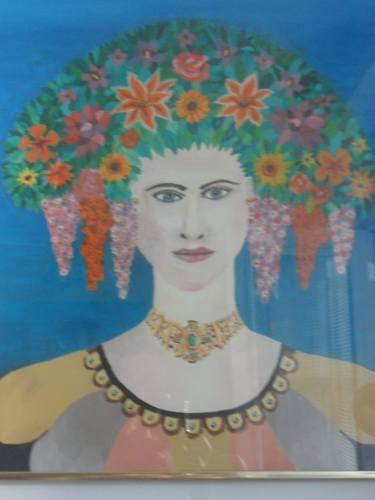 woman with penacho of flowers thumb