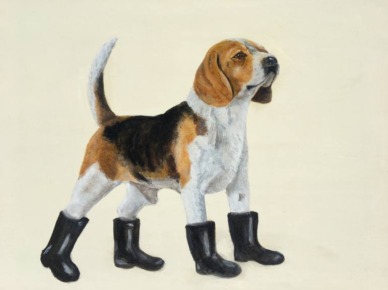 Original Dogs Painting by Laurence Wheeler