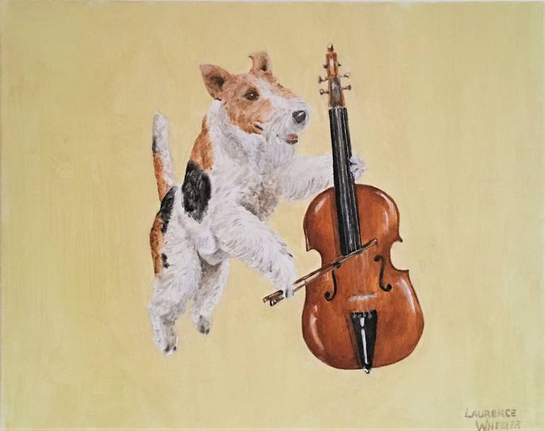 Original Photorealism Dogs Painting by Laurence Wheeler