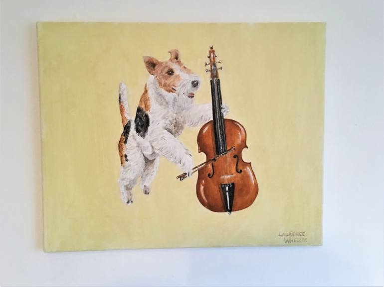 Original Photorealism Dogs Painting by Laurence Wheeler