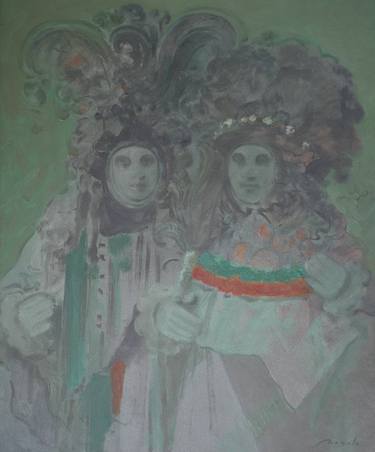 Portrait with Venetian masks of carnival thumb