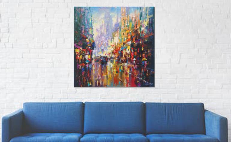 Original Abstract Expressionism Cities Painting by Ostapchuk Andrej