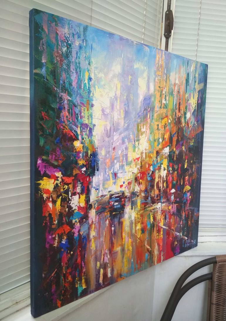 Original Abstract Expressionism Cities Painting by Ostapchuk Andrej