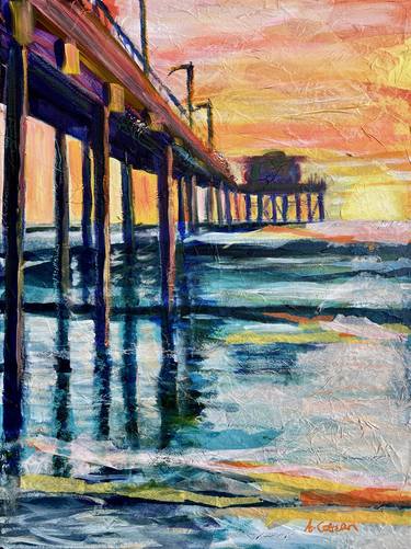 Original Abstract Beach Mixed Media by Alison Corteen