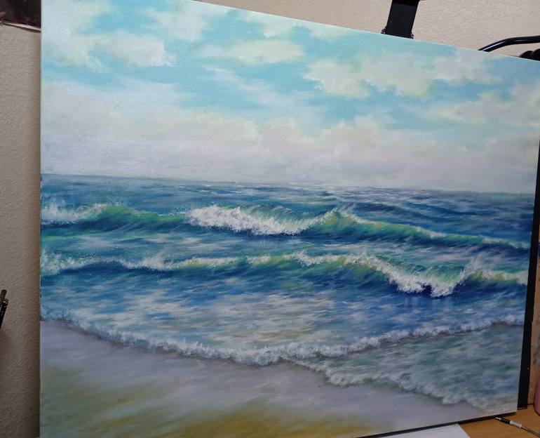 Original Art Deco Seascape Painting by Laura Livetskiy