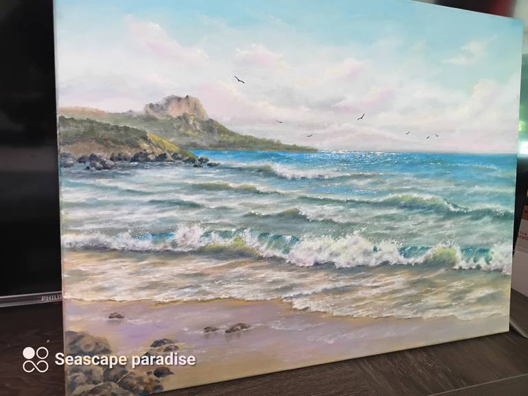 Original Abstract Seascape Painting by Laura Livetskiy