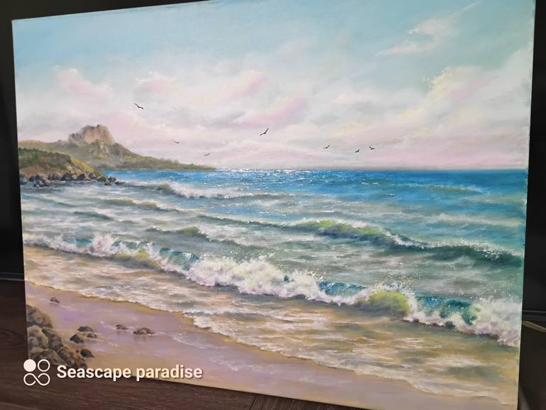 Original Abstract Seascape Painting by Laura Livetskiy