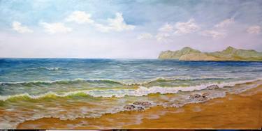 Crimea, black sea. 48"/24" Original oil painting, landscape thumb