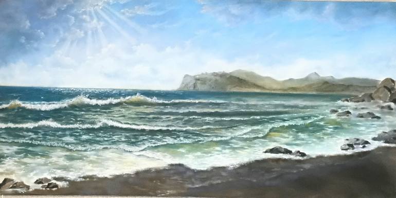 Original Abstract Expressionism Seascape Painting by Laura Livetskiy