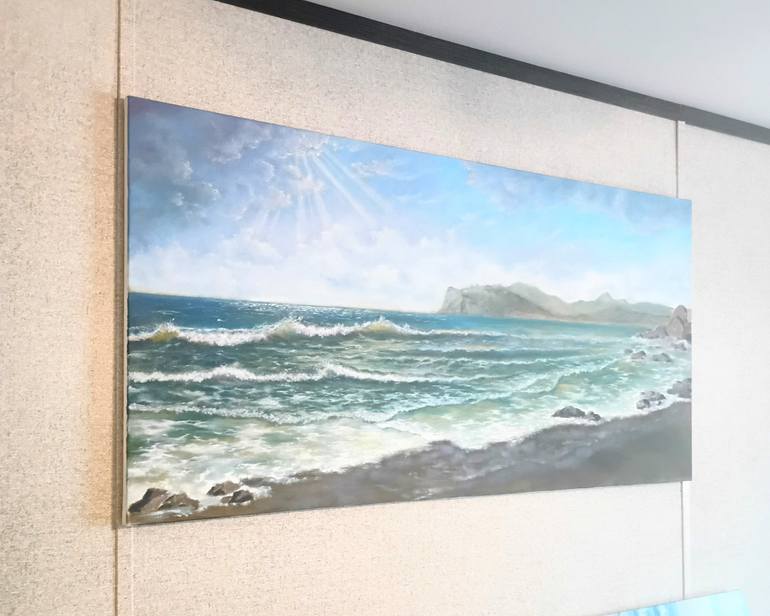 Original Abstract Expressionism Seascape Painting by Laura Livetskiy