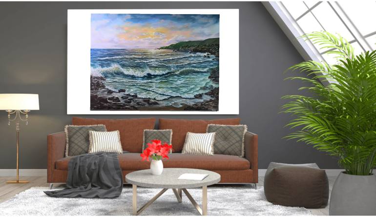 Original Contemporary Seascape Painting by Laura Livetskiy