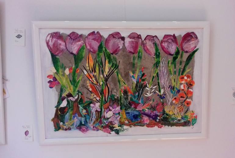 Original Expressionism Floral Painting by Little Birdhouse Arts Organisation