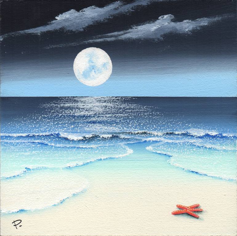 beach moon painting