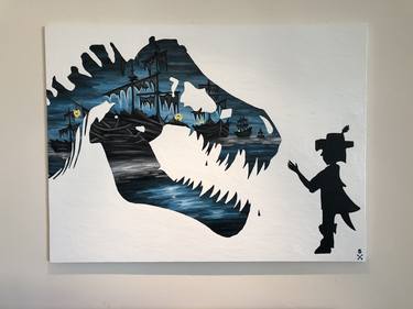 Treasure Paintings by JR Bissell: "Dare to DREAM." T-Rex & Pirate Kid thumb