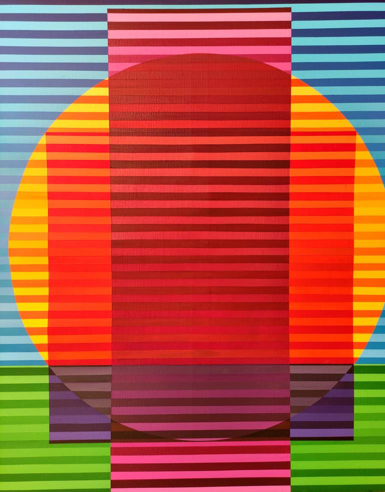 Original Abstract Geometric Painting by Turan Büyükkahraman