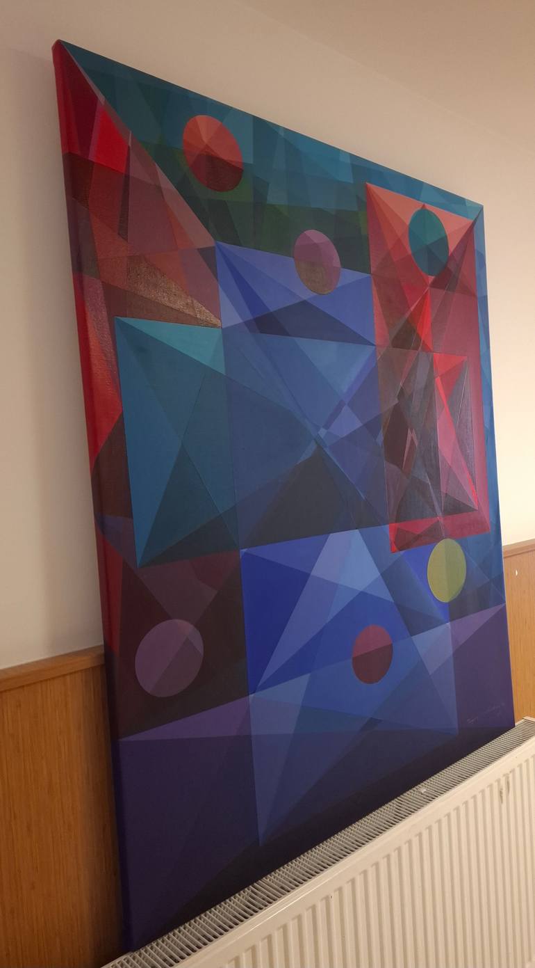 Original Abstract Geometric Painting by Turan Büyükkahraman