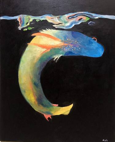 Original Abstract Fish Painting by Fatima Ridzka Harain
