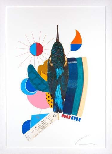 Saatchi Art Artist Lucy Stevens; Collage, “Kingfisher (Primary Blue)” #art