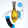 Original: Photography and mixed media (Acrylic paint, household paint, wax pastel, Indian ink, pencil, and collage) onto Fabriano 310gsm paper.
Size: 42 (w) x 59.2 (h) cm. (A2)
Tag details: Leicester Museum | Goldfinch (species: Emberiza citrinella). Locality: Anstey, Leicestershire. Sex: female. The date that the specimen became part of the permanent collection at New Walk Museum: 1982.