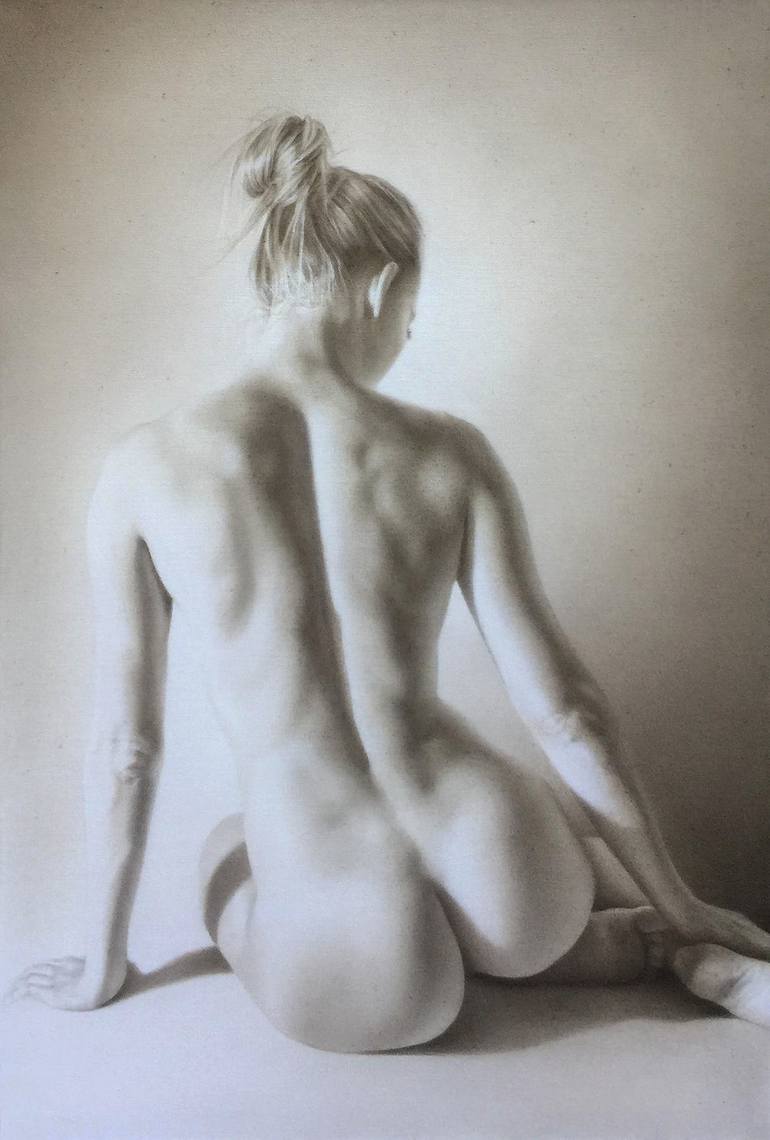 female, figurative, back, monochromatic, nude, oil, Painting, United States...