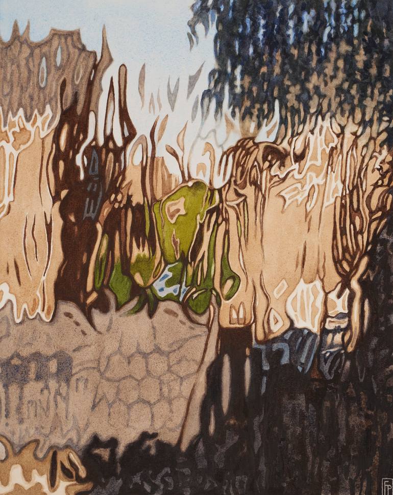 Original Architecture Painting by Frederick Phillips | Abstract Art on Paper | 'Window'