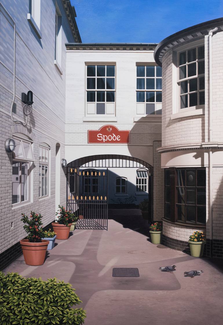Original Architecture Painting by Frederick Phillips | Contemporary Art on Canvas | 'Courtyard' (Spode Works series)
