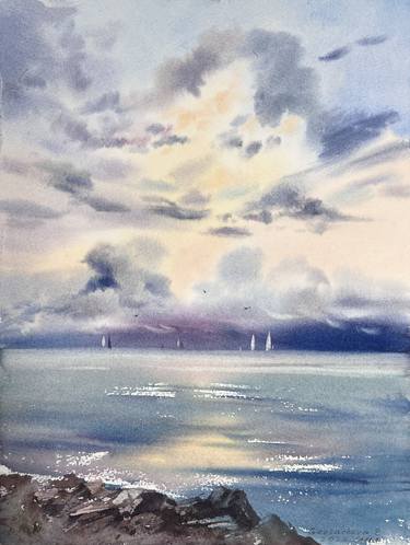 Print of Expressionism Seascape Paintings by Eugenia Gorbacheva