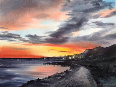 Sea coast of Cyprus Sunset thumb