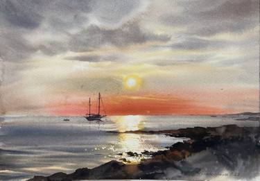 Sunset on the sea Yacht thumb