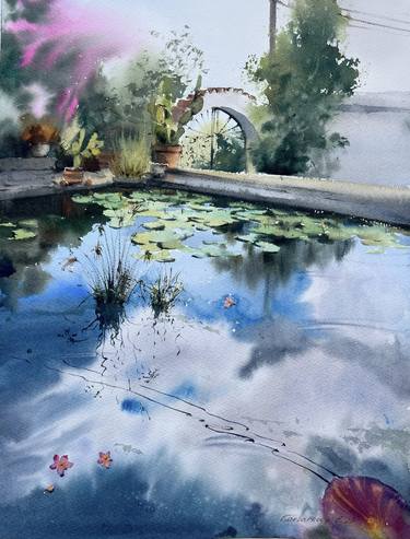 Pond with water lilies thumb
