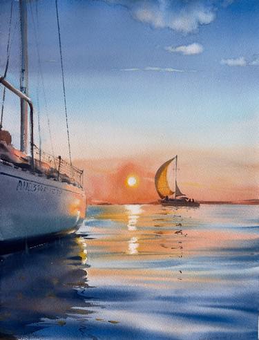 Yachts at sunset #10 thumb