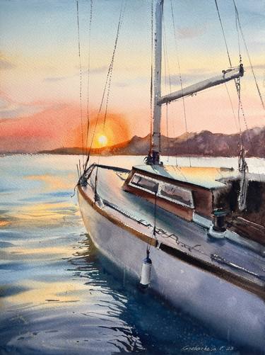 Yacht at sunset #7 thumb