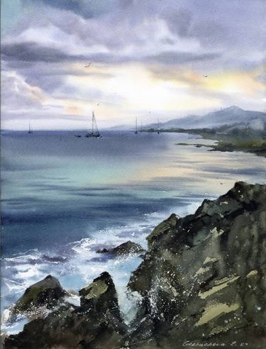 Print of Fine Art Seascape Paintings by Eugenia Gorbacheva