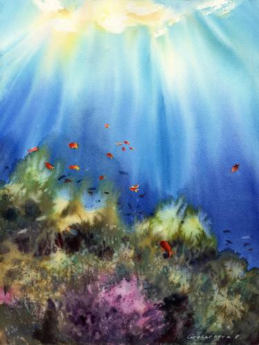 Print of Seascape Paintings by Eugenia Gorbacheva