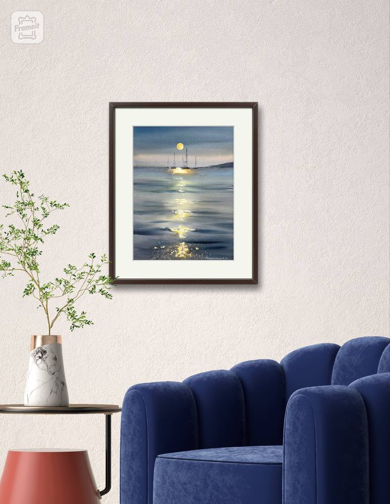 Original Minimalism Seascape Painting by Eugenia Gorbacheva