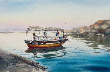 Original Expressionism Boat Paintings by Eugenia Gorbacheva