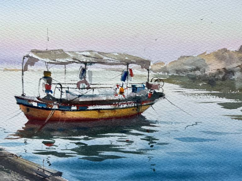 Original Boat Painting by Eugenia Gorbacheva