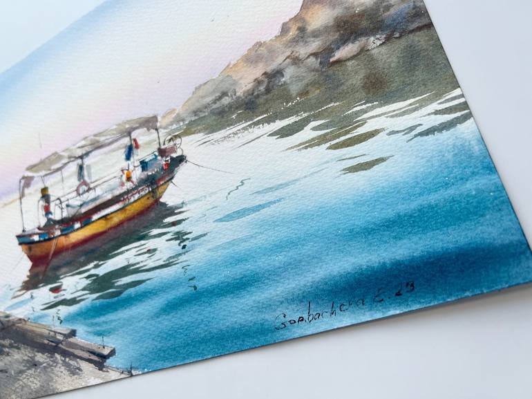 Original Boat Painting by Eugenia Gorbacheva