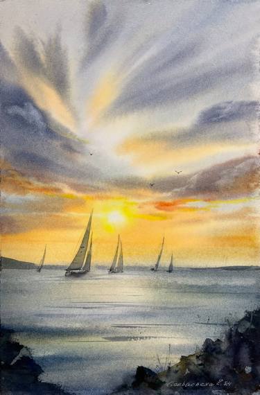 Yachts at sunset #16 thumb