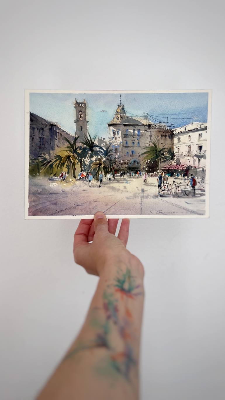 Original Expressionism Cities Painting by Eugenia Gorbacheva