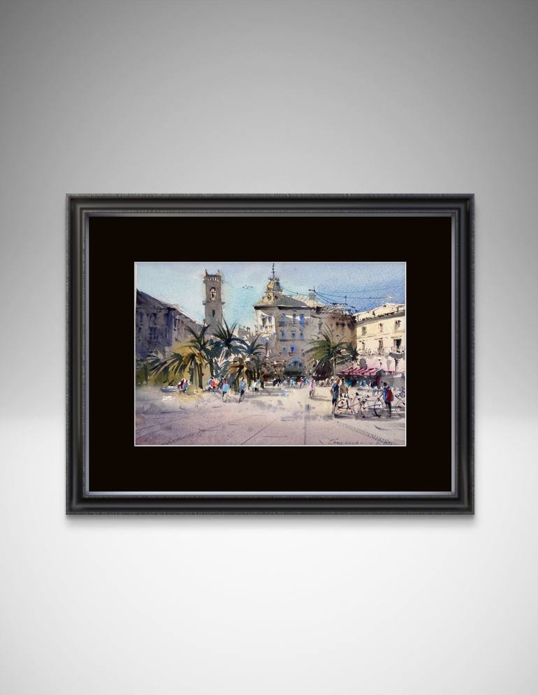 Original Expressionism Cities Painting by Eugenia Gorbacheva