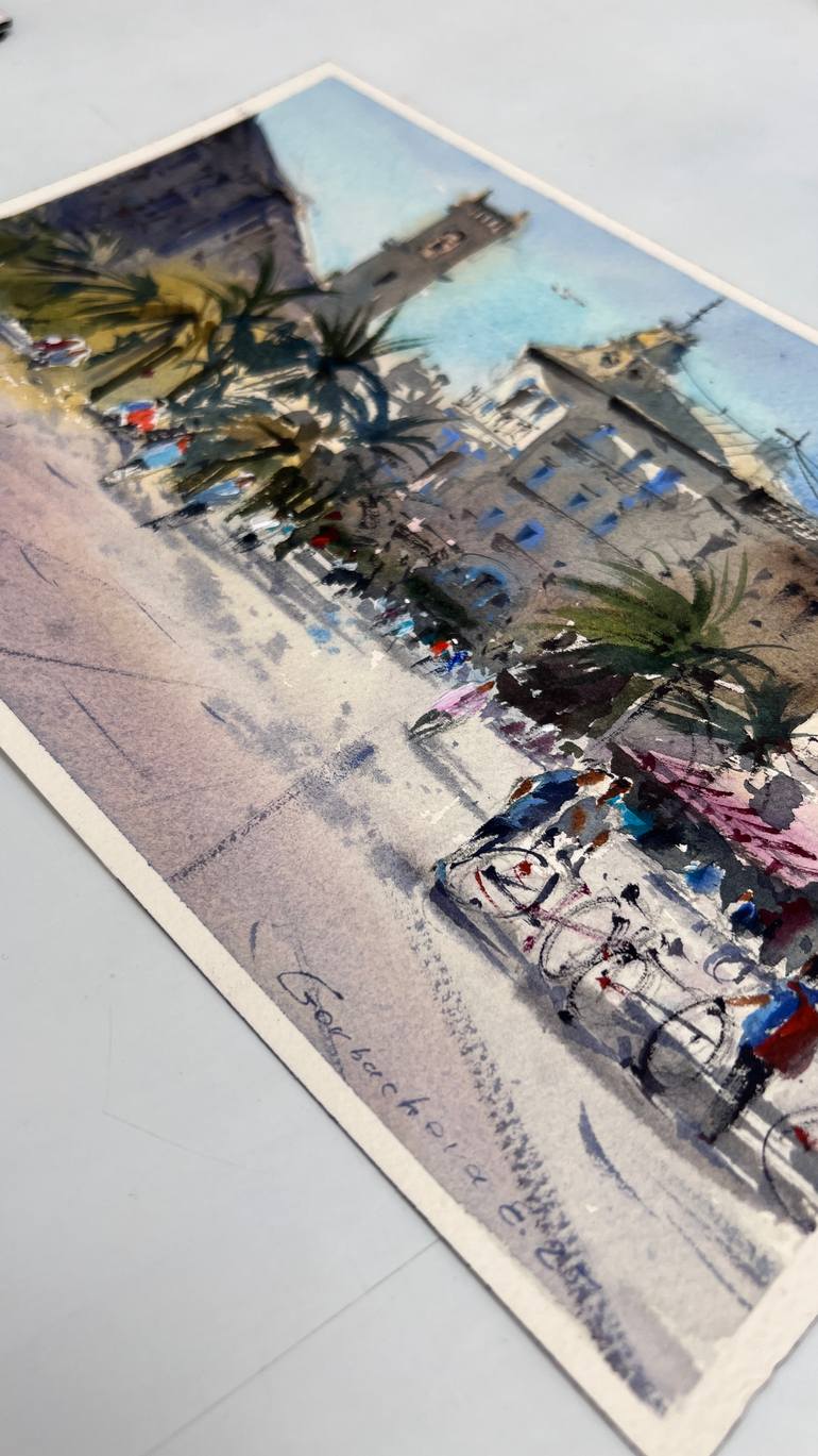 Original Expressionism Cities Painting by Eugenia Gorbacheva