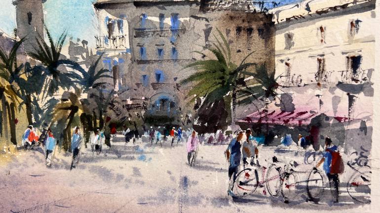 Original Expressionism Cities Painting by Eugenia Gorbacheva