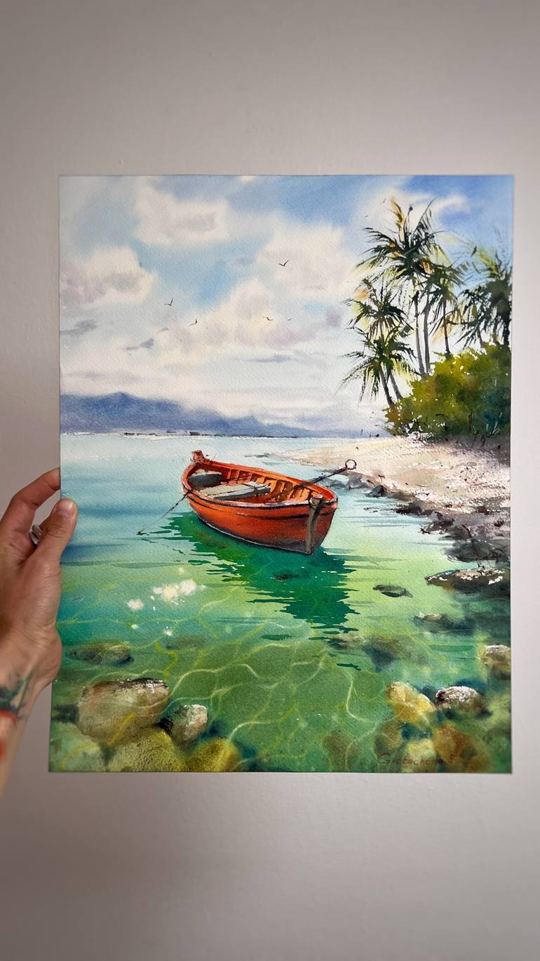 Original Expressionism Seascape Painting by Eugenia Gorbacheva