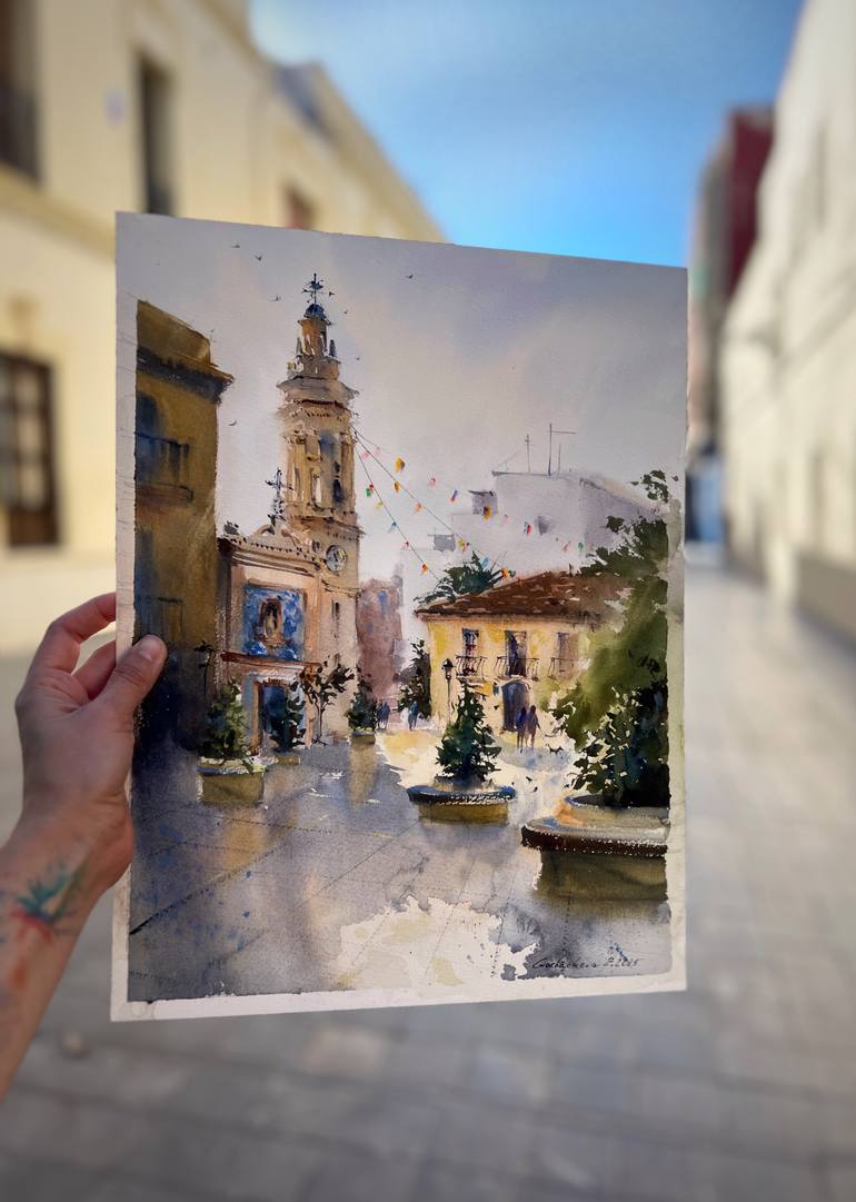 Original Expressionism Architecture Painting by Eugenia Gorbacheva