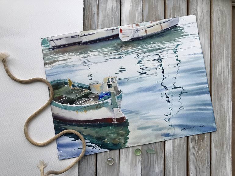 Original Documentary Boat Painting by Eugenia Gorbacheva