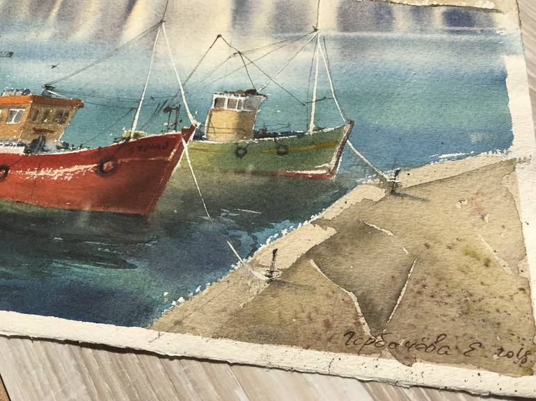 Original Documentary Boat Painting by Eugenia Gorbacheva