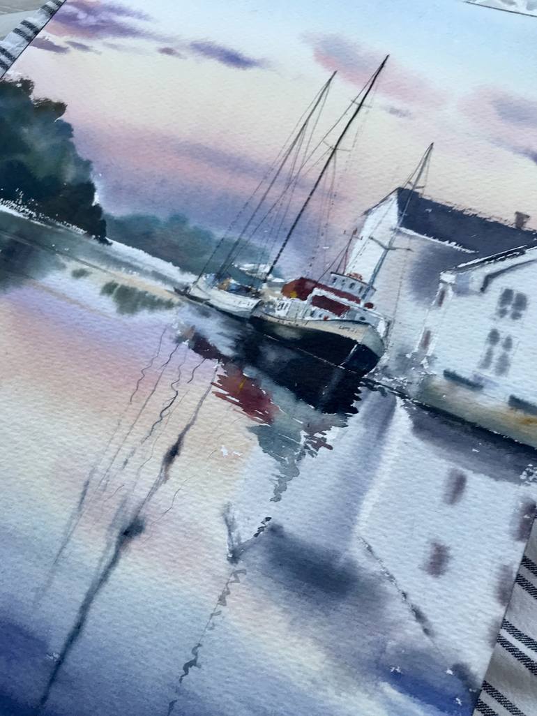 Original Fine Art Boat Painting by Eugenia Gorbacheva